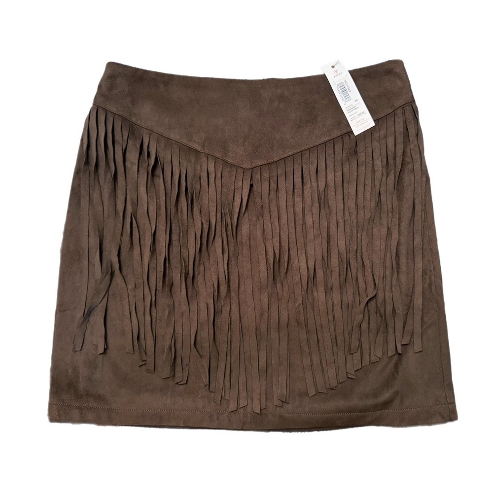 Ariat women’s monument valley Brown suede Fringe mini Skirt size 4